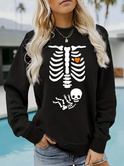 Halloween Witch Brewing Printed Loose Bottom Long Sleeve Oversized Hoodie