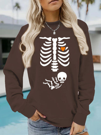 Halloween Witch Brewing Printed Loose Bottom Long Sleeve Oversized Hoodie