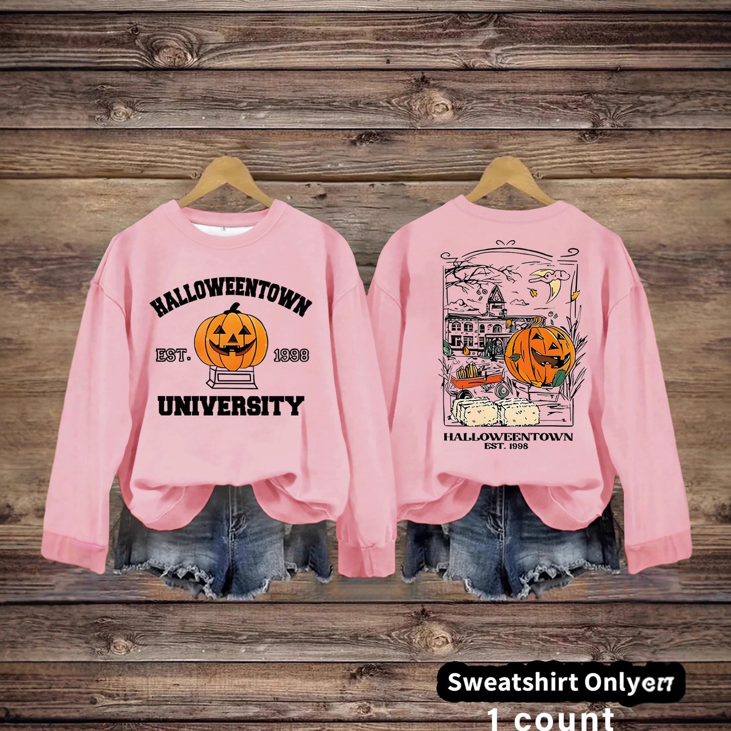 Long sleeved sweatshirt with Halloween pumpkin pattern sweatshirt
