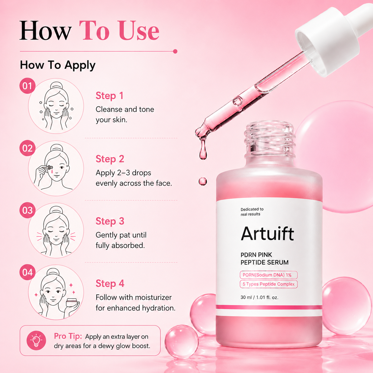 Artuift™ PDRN Pink Glow Serum | Glass Skin Hydration & Peptide Repair ✨