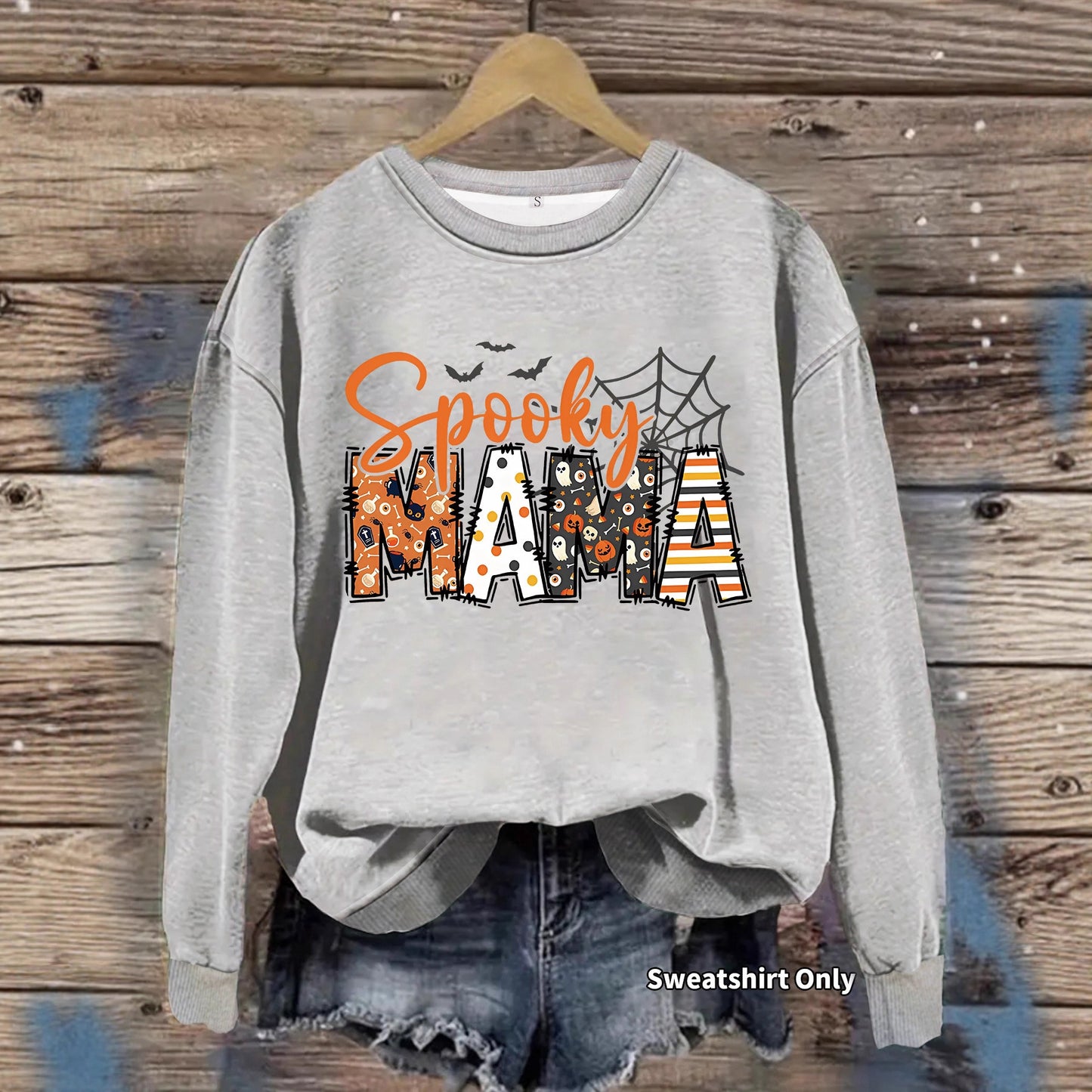 Halloween horror element printed loose hoodie