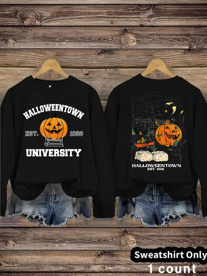 Long sleeved sweatshirt with Halloween pumpkin pattern sweatshirt