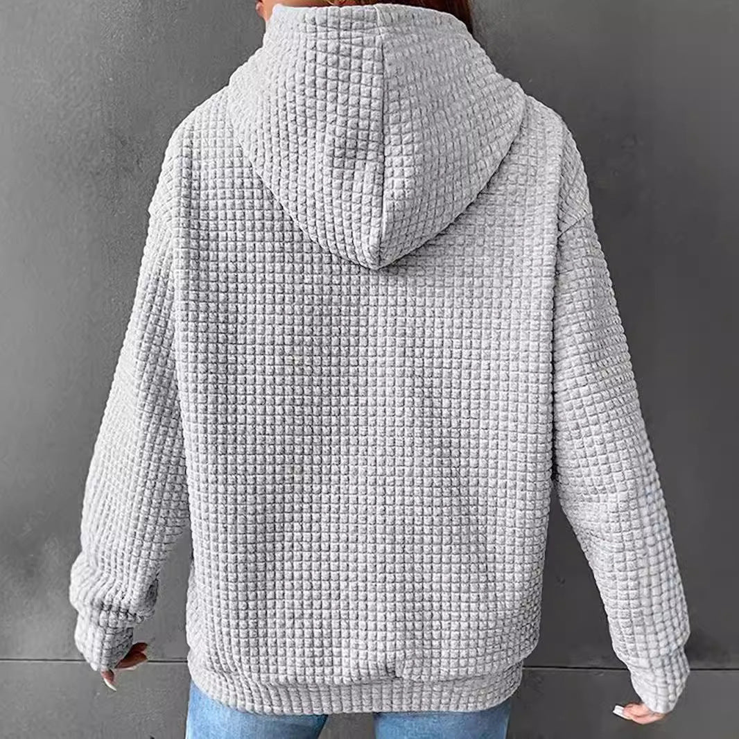 Waffle hooded long sleeved Halloween printed hoodie