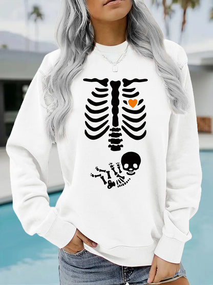 Halloween Witch Brewing Printed Loose Bottom Long Sleeve Oversized Hoodie