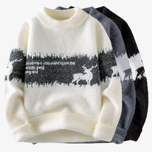 Christmas Elk Knitted Sweater Men's Autumn/Winter Knitted Sweater