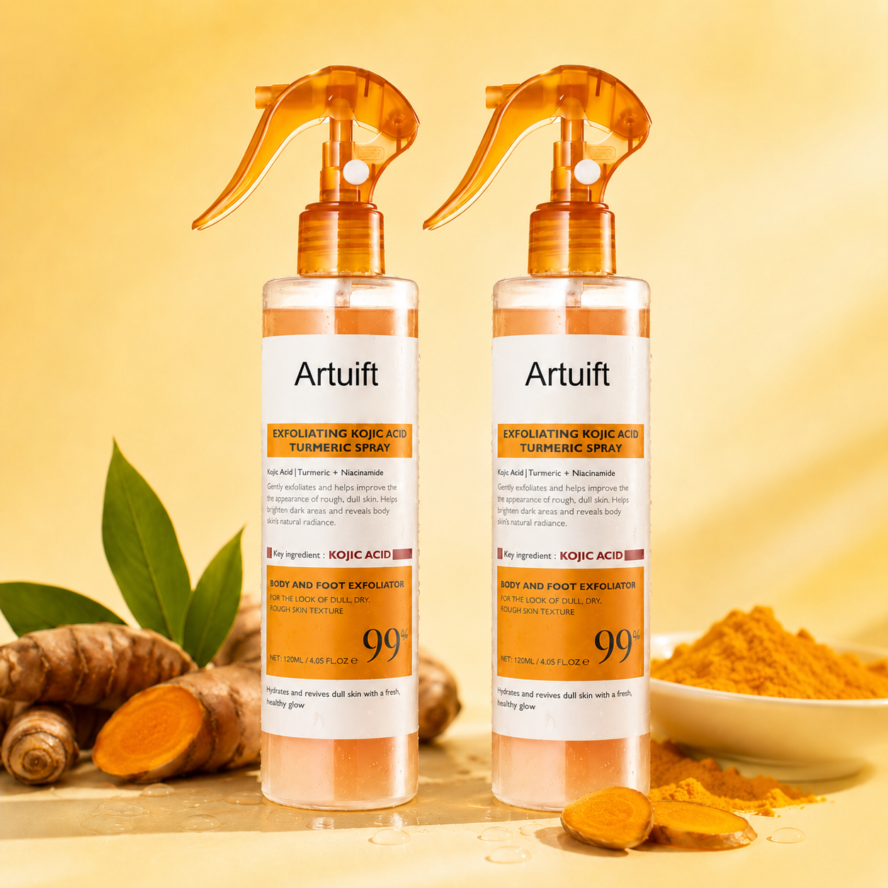 Artuift Keratin Turmeric Spray |✨ Spray. Rub. Watch Dead Skin Away. Reveal Smoother, Brighter Skin With Turmeric + Kojic Acid Power
