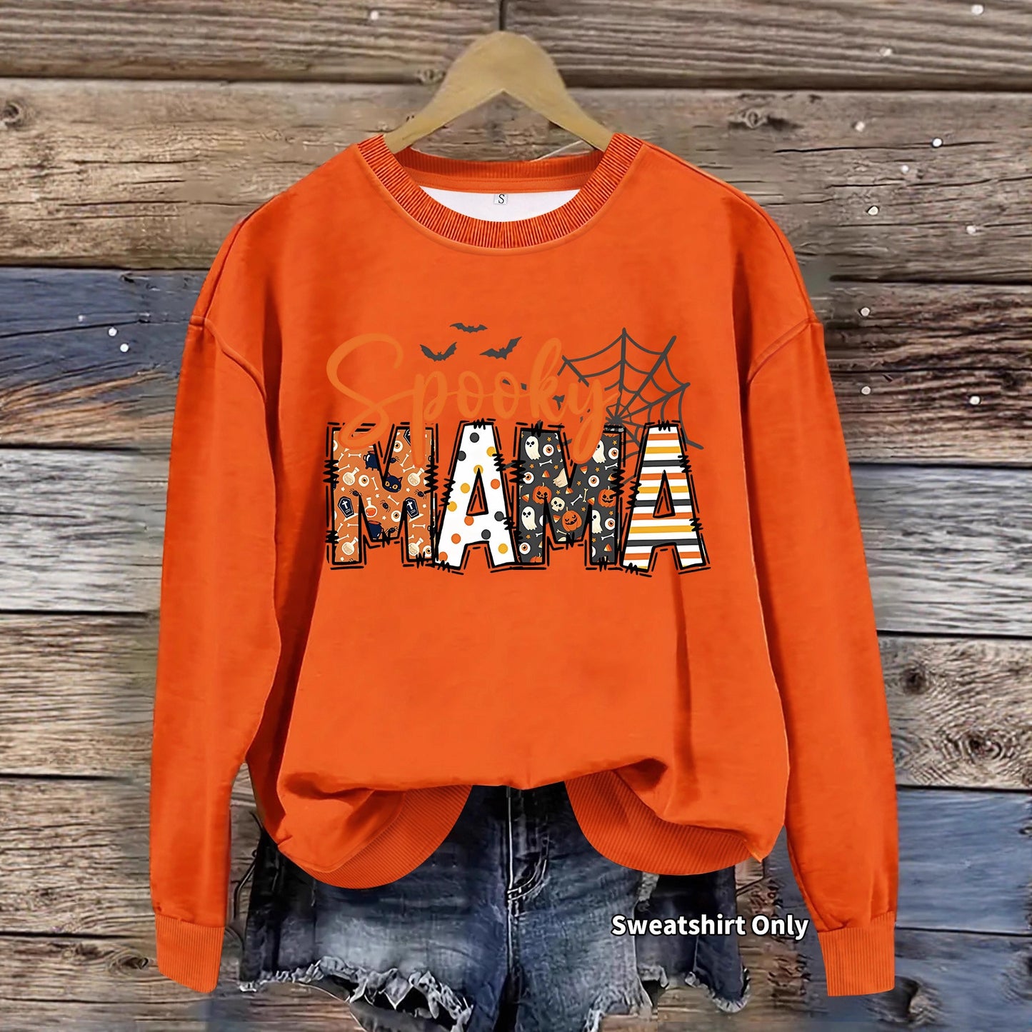 Halloween horror element printed loose hoodie