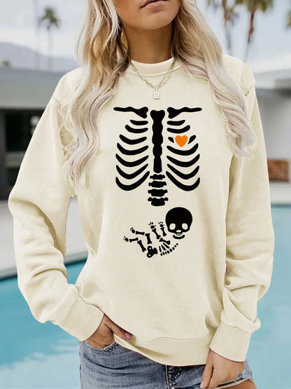 Halloween Witch Brewing Printed Loose Bottom Long Sleeve Oversized Hoodie