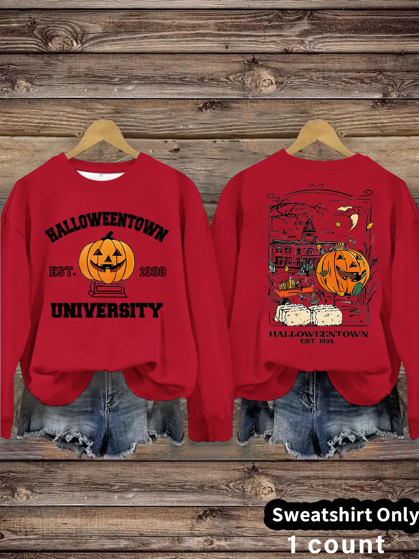 Long sleeved sweatshirt with Halloween pumpkin pattern sweatshirt