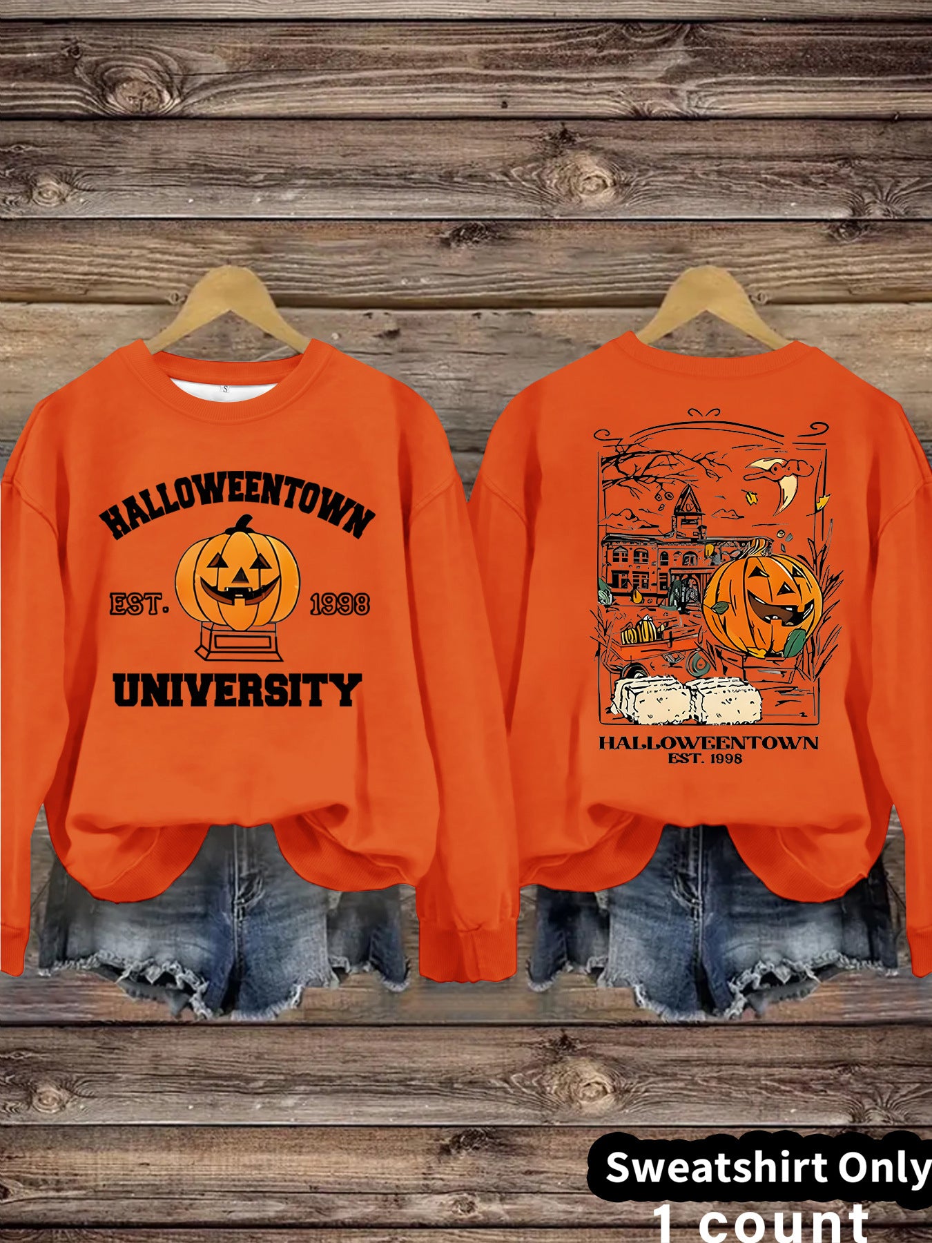 Long sleeved sweatshirt with Halloween pumpkin pattern sweatshirt