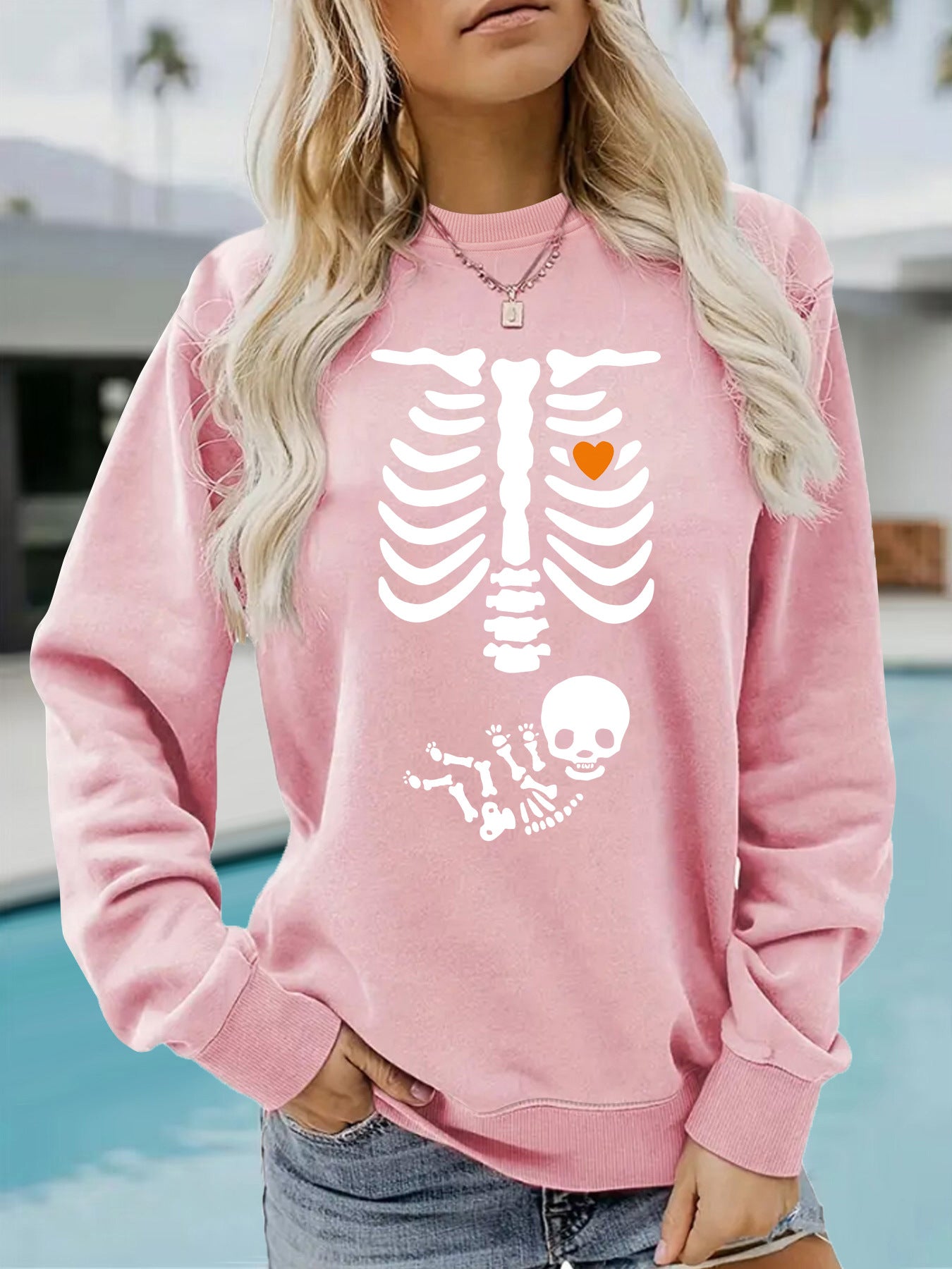 Halloween Witch Brewing Printed Loose Bottom Long Sleeve Oversized Hoodie