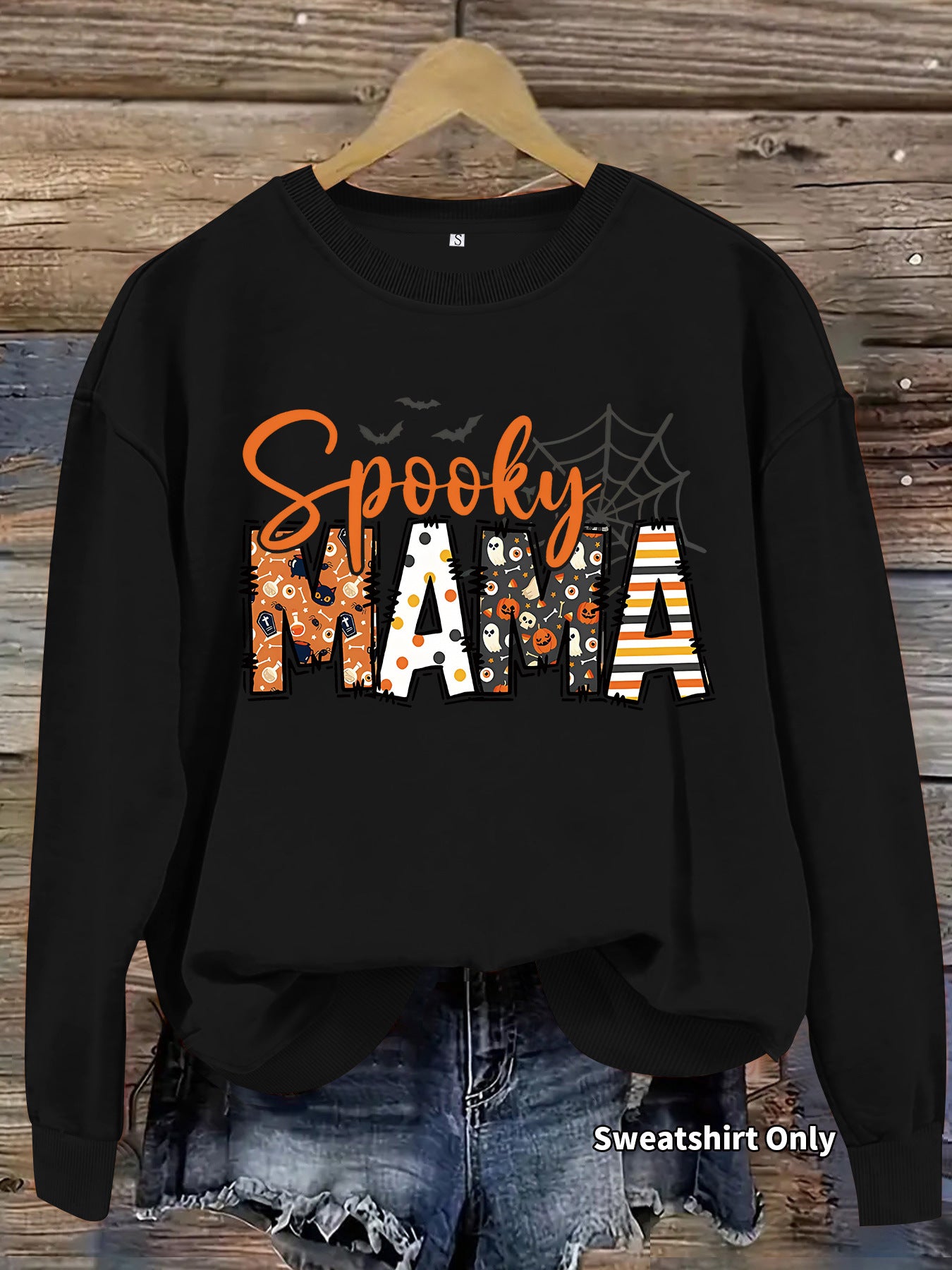 Halloween horror element printed loose hoodie