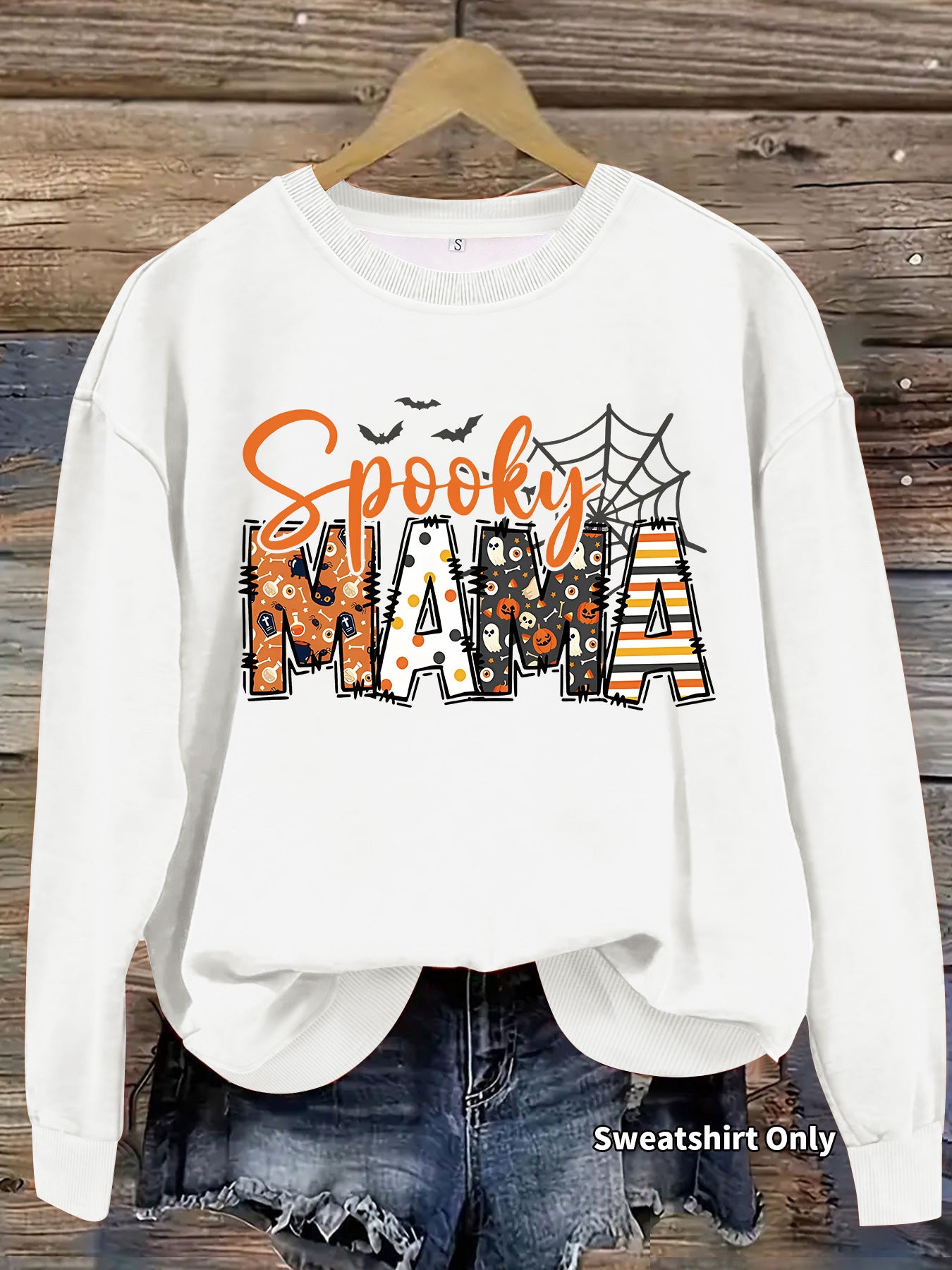 Halloween horror element printed loose hoodie