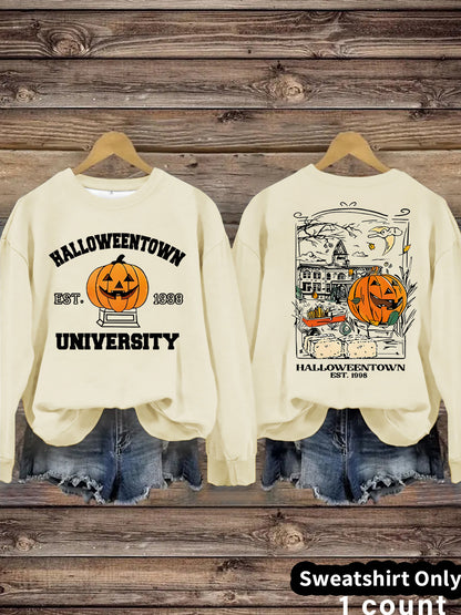 Long sleeved sweatshirt with Halloween pumpkin pattern sweatshirt