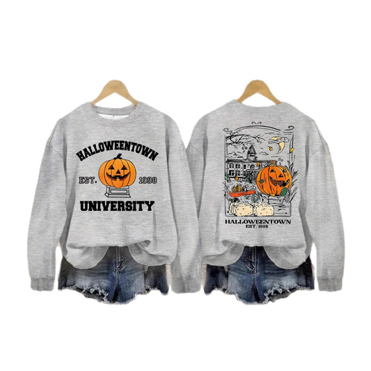 Long sleeved sweatshirt with Halloween pumpkin pattern sweatshirt