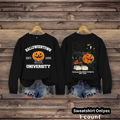 Long sleeved sweatshirt with Halloween pumpkin pattern sweatshirt