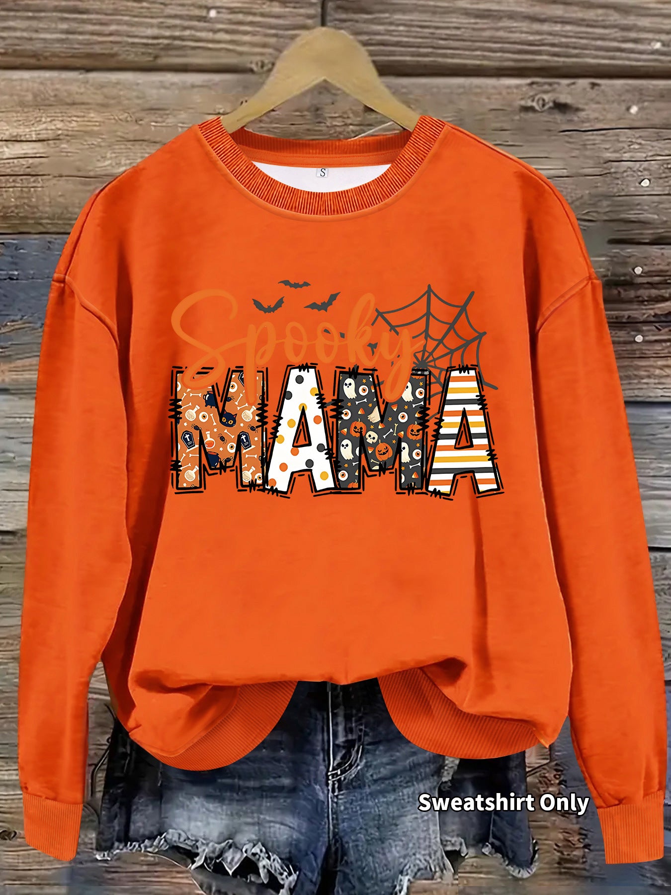 Halloween horror element printed loose hoodie