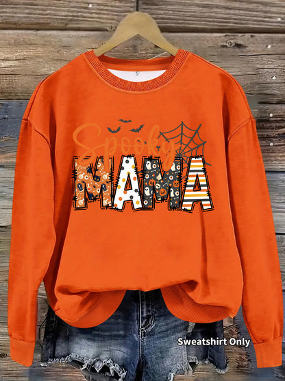 Halloween horror element printed loose hoodie