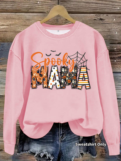 Halloween horror element printed loose hoodie