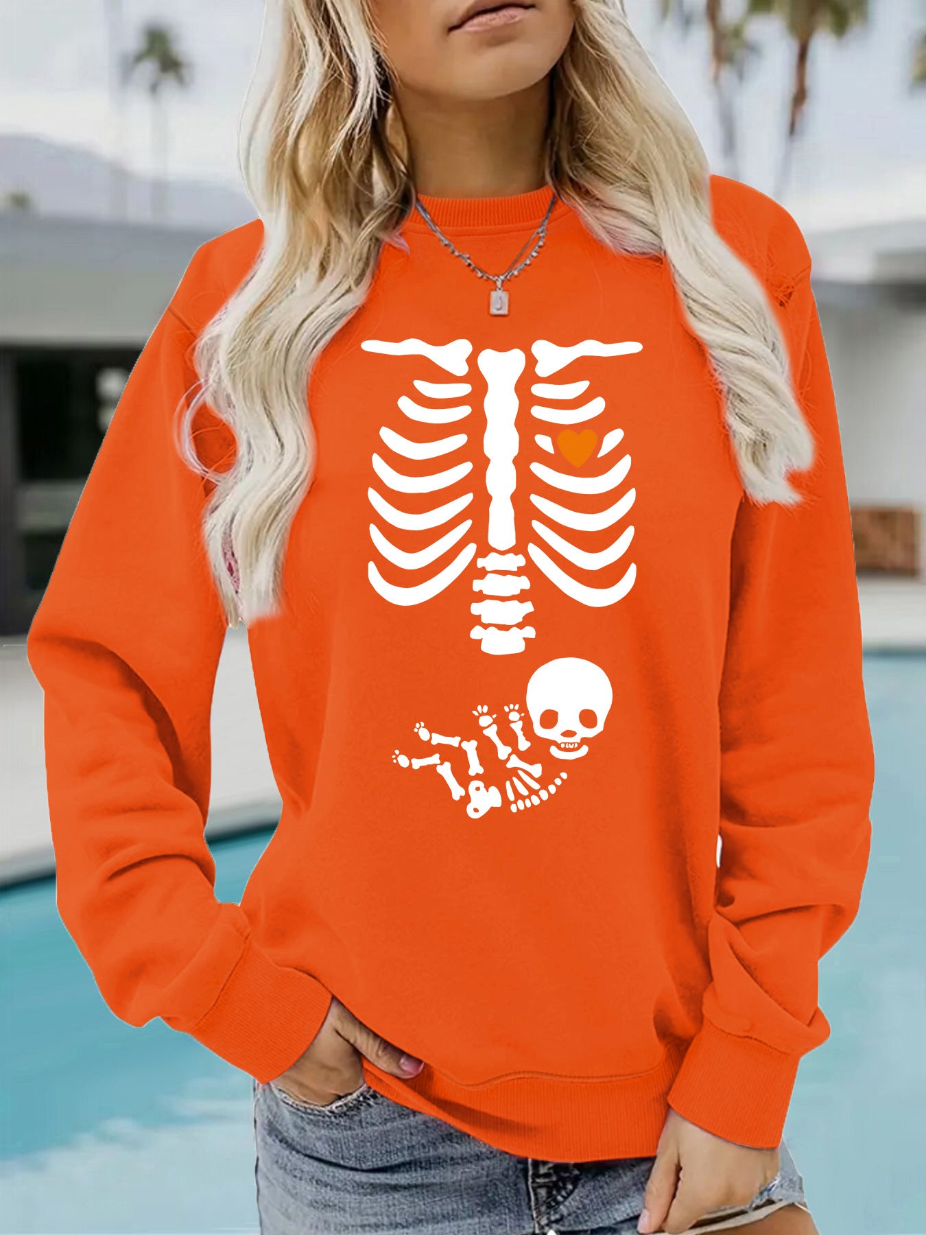 Halloween Witch Brewing Printed Loose Bottom Long Sleeve Oversized Hoodie