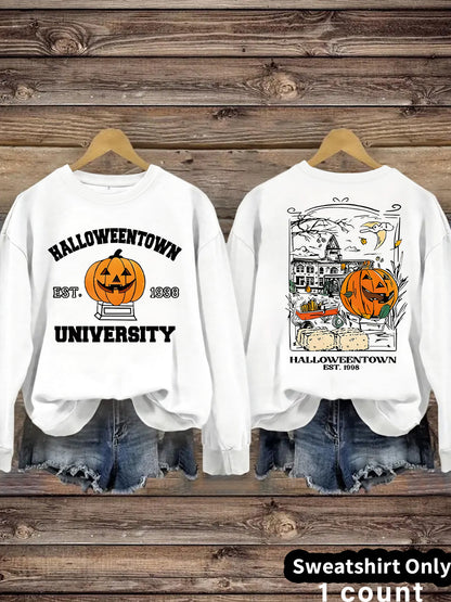 Long sleeved sweatshirt with Halloween pumpkin pattern sweatshirt