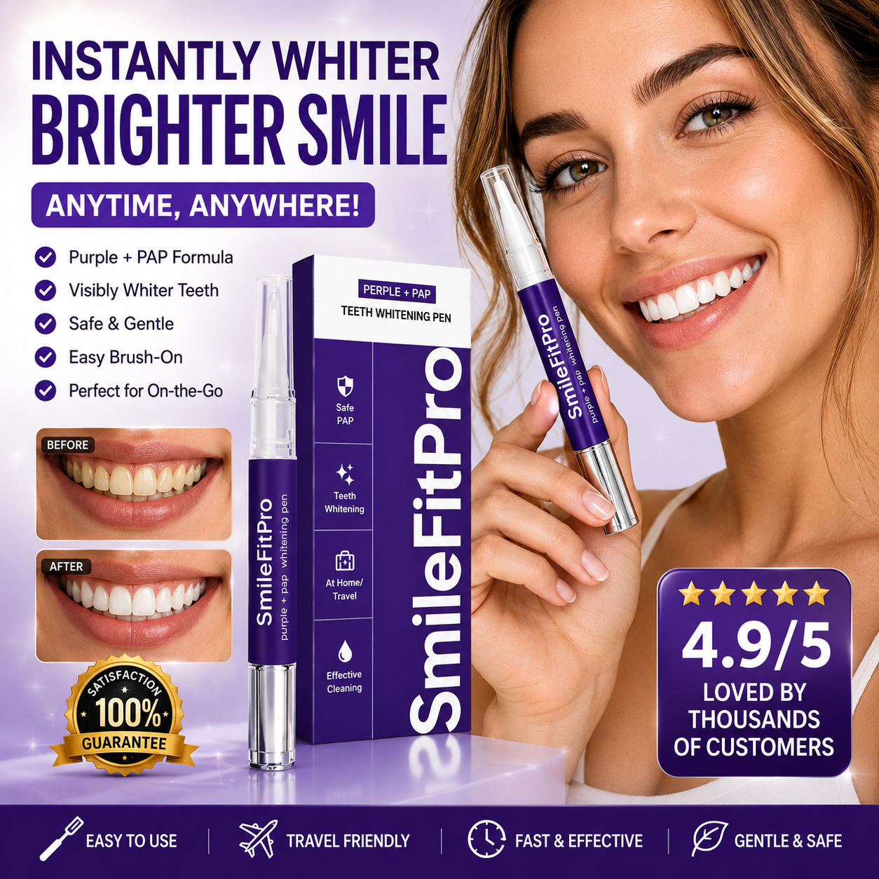 🦷 SmileFitPro PAP+ Purple Teeth Whitening Pen 💜