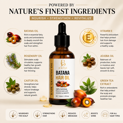 🔥Batana Oil Hair Treatment for Dry, Frizzy & Damaged Hair – Deep Nourishing Fortifying Hair Care Serum 💇‍♀️✨