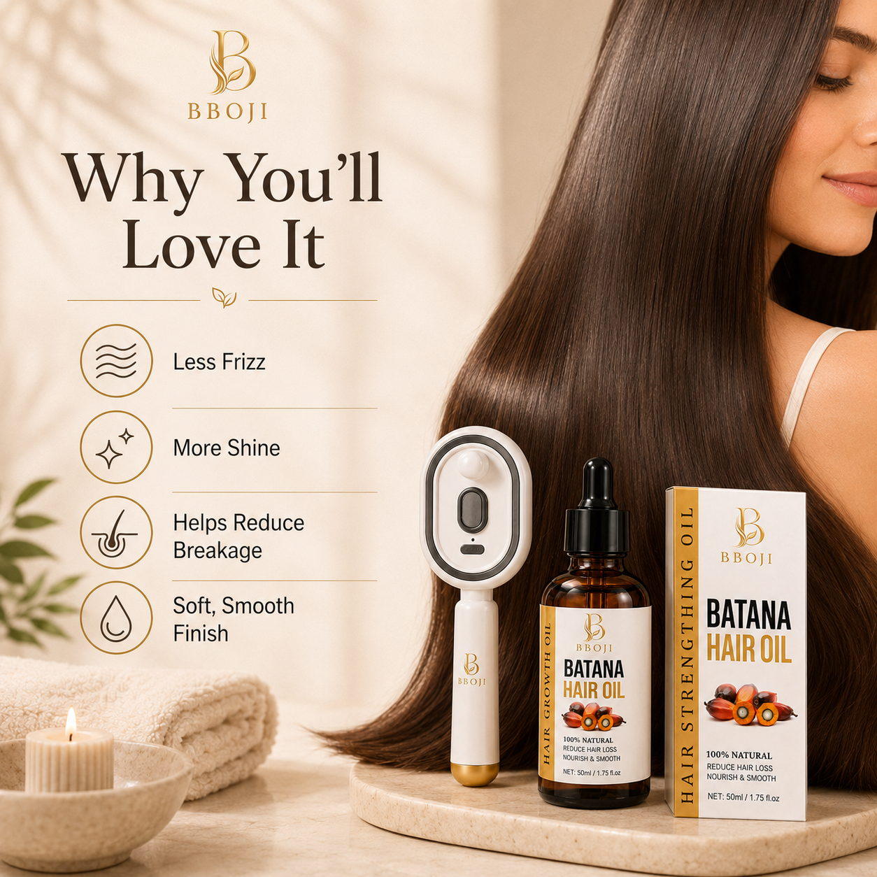 🔥Batana Oil Hair Treatment for Dry, Frizzy & Damaged Hair – Deep Nourishing Fortifying Hair Care Serum 💇‍♀️✨