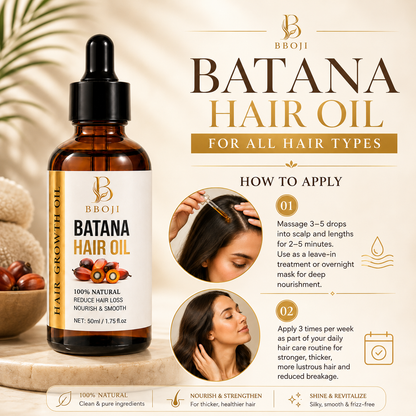 🔥Batana Oil Hair Treatment for Dry, Frizzy & Damaged Hair – Deep Nourishing Fortifying Hair Care Serum 💇‍♀️✨
