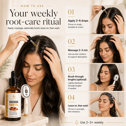 🔥Batana Oil Hair Treatment for Dry, Frizzy & Damaged Hair – Deep Nourishing Fortifying Hair Care Serum 💇‍♀️✨