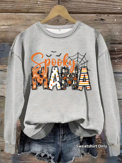 Halloween horror element printed loose hoodie