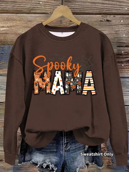 Halloween horror element printed loose hoodie