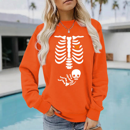 Halloween Witch Brewing Printed Loose Bottom Long Sleeve Oversized Hoodie