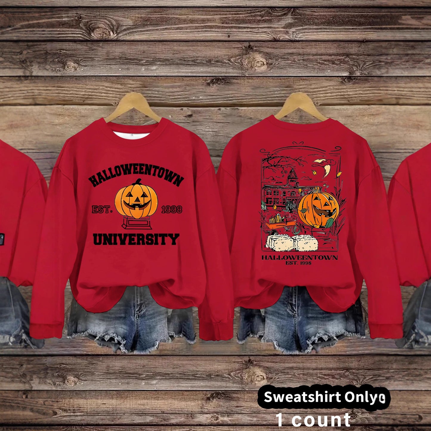 Long sleeved sweatshirt with Halloween pumpkin pattern sweatshirt