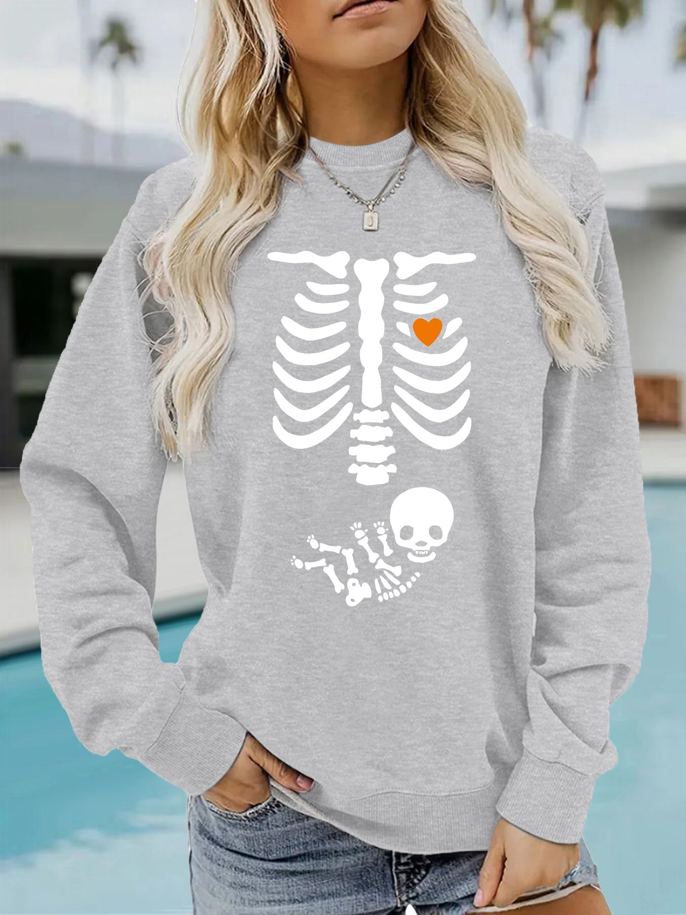 Halloween Witch Brewing Printed Loose Bottom Long Sleeve Oversized Hoodie