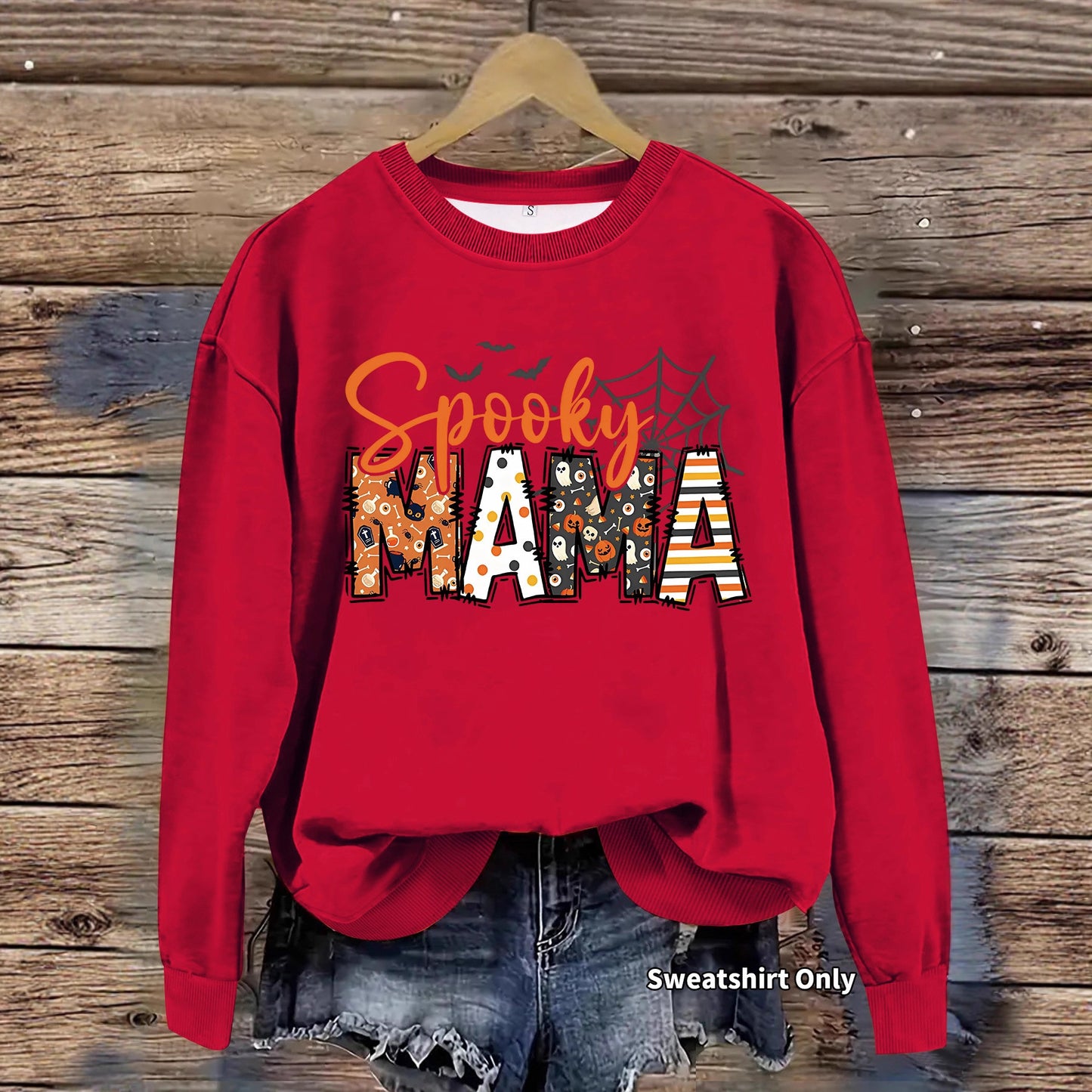 Halloween horror element printed loose hoodie