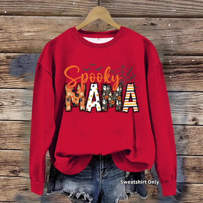 Halloween horror element printed loose hoodie