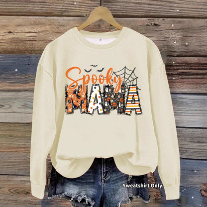 Halloween horror element printed loose hoodie