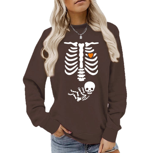 Halloween Witch Brewing Printed Loose Bottom Long Sleeve Oversized Hoodie