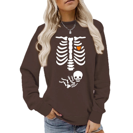 Halloween Witch Brewing Printed Loose Bottom Long Sleeve Oversized Hoodie