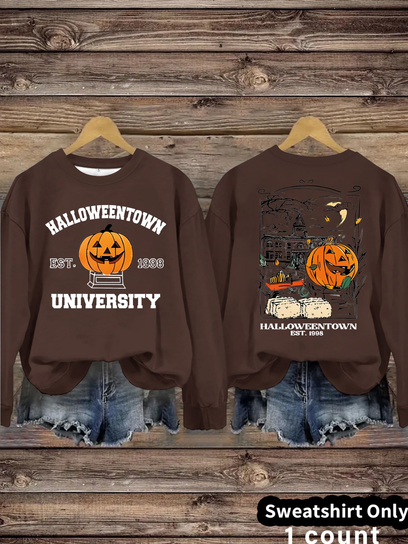 Long sleeved sweatshirt with Halloween pumpkin pattern sweatshirt